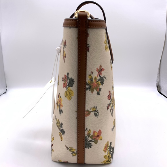 Tory Burch KERRINGTON Rose Floral Small Tote Bag Purse W/Strap - Multi - Picture 4 of 6
